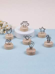 1 pièce Nouveau marque-page créatif de style japonais, support en bois porte-carte de visite rétro, pince à message, accessoire de décoration d'intérieur, pince photo, cadeau idéal pour la Saint-Valentin, le Nouvel An, le petit ami, les parents et la rentrée scolaire - Multicolore - Voir 11