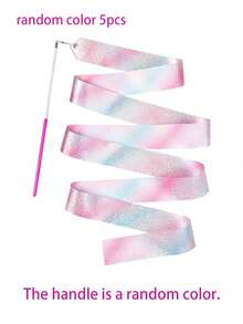 5/3/1pc Long Shiny Gradient Dance Ribbon, Art Dance Gymnastics Performance Decor Prop, Gymnastics Dance Ribbon Party Gift, Gymnastics Performance Training Tool, Birthday Party, Ribbon Decor Small Gift - Multicolor - View 13