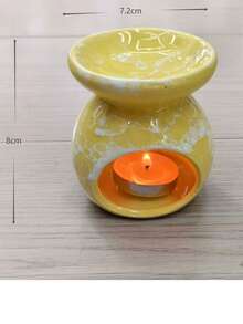 1个黄色裂纹釉双星一月陶瓷工艺香炉，圣诞节、新年、情人节礼物 - 黃色 - 查看 5