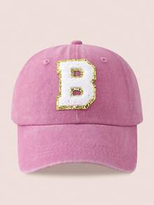 1顶男女通用26字母水洗棒球帽，遮阳帽，适合户外活动和日常佩戴，防紫外线 - 金標-粉紅水洗帽 - 查看 19