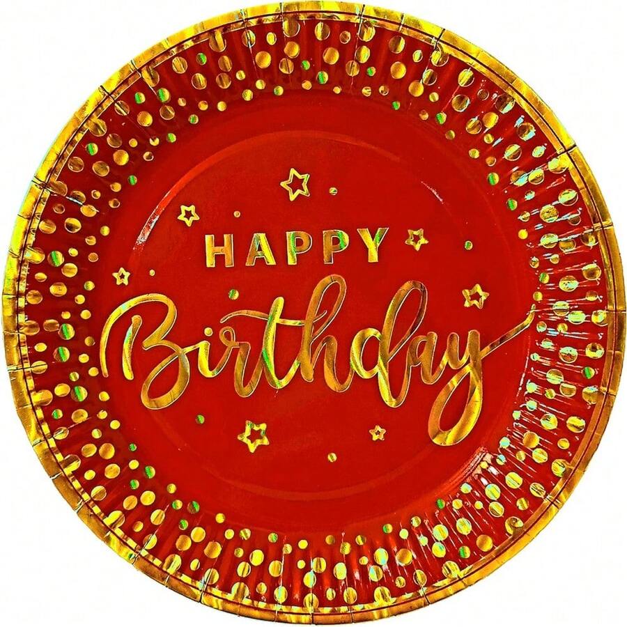 Plates - Hb Red Gold Confetti - View 1