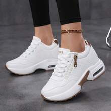 Women's Wedge Heel Thick Soled Sports Shoes, Comfortable And Versatile, Thick Soled Breathable And Height Increasing Women's Shoes - bạch kim - Xem 3