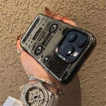 Vintage Retro Music Phone Case for  15/14/13 Pro Max - Vinyl Record & Cassette Player Graphic Trendy Aesthetic Protective Cover - Negro - Ver 5