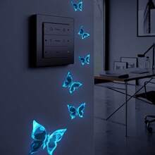 YITAPE Butterfly Wall Stickers Set, Blue Butterflies, Does Not Glow In The Dark, DIY Decoration, Suitable For Kids Girls' Bedroom And Bathroom Decor, Stickers, Wall Stickers, Vinyl Stickers, Home Decor, Spring Decorations, Give Your Home A Fresh Look, Holiday Decor Stickers, Birthday And Graduation Gifts - Blue - View 1