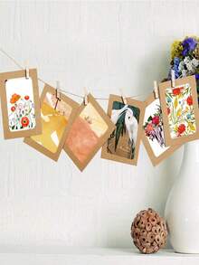 Multi Colored Hanging Paper Photo Frame Kit (With Hemp Rope And Wooden Clothespins) To Match Any Aesthetic, These Sturdy Paper Photo Frames Come With Hemp Rope And Wooden Clothespins That Can Be Quickly Assembled Without Tools For Instant Photo Display. - Multicolor - View 4