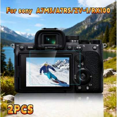 2 buc. folie de protecție pentru ecran din sticlă securizată cu duritate 9H, pentru A7M3/A7R5/ZV-1/RX100, suprafață netedă, folie de protecție pentru ecranul camerei rezistentă la zgârieturi, potrivită pentru sport și utilizare zilnică, acoperire anti-amprentă, atingere netedă, protecție, esențială pentru pasionații de tehnologie