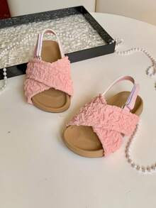 1-8 Years Old Summer Flat Baby Girl Shoes, Cute Pink Princess Style Toddler Sandals, Minimalist & Easy To Wear White Baby Sandals, Black Beach Sandals For Outings & Vacations, Soft Bottom Comfortable & Lightweight Baby Walking Shoes, Suitable For Home, Park, Social Occasions And More - Pink - View 7