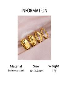 4pcs/Set Minimalist Versatile 18K Gold Plated Stainless Steel Rings, Featuring Varying Thickness Spherical Bands, Suitable For Both Men And Women, The Same Couple Rings Are More Suitable For Women's Daily Wear - 4 Pieces Of Inner and Outer Ball Rings - View 18