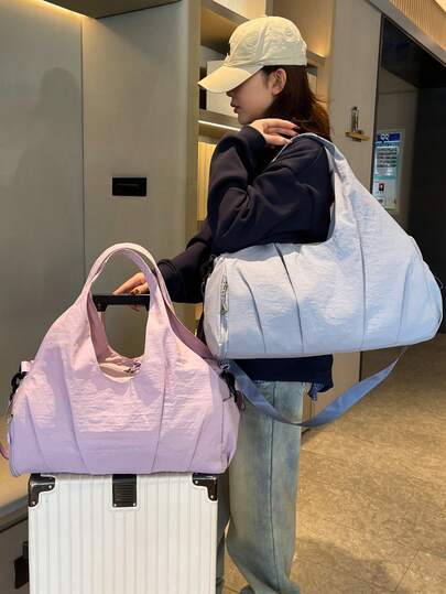 Bolsa de gimnasio Bolsa de viaje Mujeres Hombres Bolsa de deporte tipo bolso con compartimento para zapatos Bolsa de gimnasio Bolsa de fin de semana Bolsa de una noche Bolsa para esterilla de yoga para natación, baloncesto Rosa