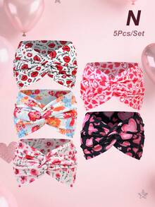 Băng đô bản rộng in hình hoa hồng và trái tim dành cho nữ, thích hợp làm quà tặng ngày Valentine (1 cái/3 cái/5 cái), phụ kiện tóc thời trang đa năng. - Nhiều màu - Xem 34