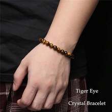12Pcs Tiger Eye Bracelet For Men 8MM Natural Stone Beads Bracelet Set Stretch Lava Rock Bracelets Adjustable Black Crystal Beaded Bracelet For Men Women Gifts,12PCS - 12件 - 查看 5