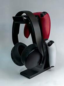 二合一游戏手柄耳机支架，通用游戏手柄收纳盒，可收纳2个游戏手柄和1个耳机，三合一游戏手柄收纳方案，耐用塑料材质，适用于桌面整理，游戏主机收纳盒，紧凑型收纳盒，时尚游戏装备，高品质支架 - 彩色 - 查看 7