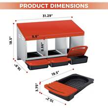 Techigher Chicken Nesting Boxes, 3/4 Hole Metal Chicken Egg Laying Box With Pull-Out Trays And Rollout Egg Collection For ChickenCoop - Orange, 3 Hole - View 3