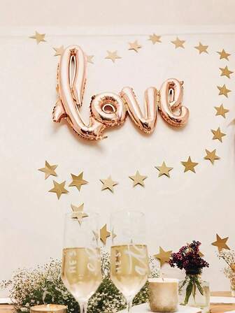 1 Set 4m Goldene Sterne, Stern Girlande Borte - Glänzendes Papier Kartenband, Funkelnde Stern Schnur Blumen Hintergrund, geeignet für Stern-Themen Party, Hochzeit, Valentinstag, Geburtstagsfeiern, Glänzender Feier Hintergrund für Abschluss, Baby Shower, Geburtstags Party Deko, Schulanfang, Valentinstag