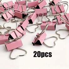 10/20pcs Pink Heart Shaped Metal Office File Folders, Foldable Design For Organizing And Convenient Office Supplies - Multicolor - View 8