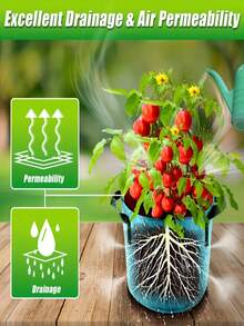 7 个装重型 18.93 升布质种植袋，带提手 - 轻便种植盆，适用于户外，大型花园种植盆，可种植花卉、蔬菜、香草，经久耐用 - 可立式放置（适用于小型农场、阳台、露台） - 彩色 - 查看 8