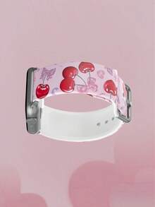 1pc Soft Elastic Breathable Pastel Heart, Cherry, Bow Design Replacement Wristband Strap For Apple Watch 38mm 40mm 41mm 45mm 44mm 42mm 49mm, Fashionable Casual Multi-Color Silicone Watch Band Compatible With Apple Watch Ultra Series, S10/SE/9/8/7/6/5/4/3/2/1 Smartwatch Accessories - Multicolor - View 5