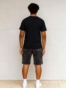 Men's Stonewashed Graphite Cargo Denim Shorts With 6 Pockets – Streetwear - 深灰色 - 查看 5