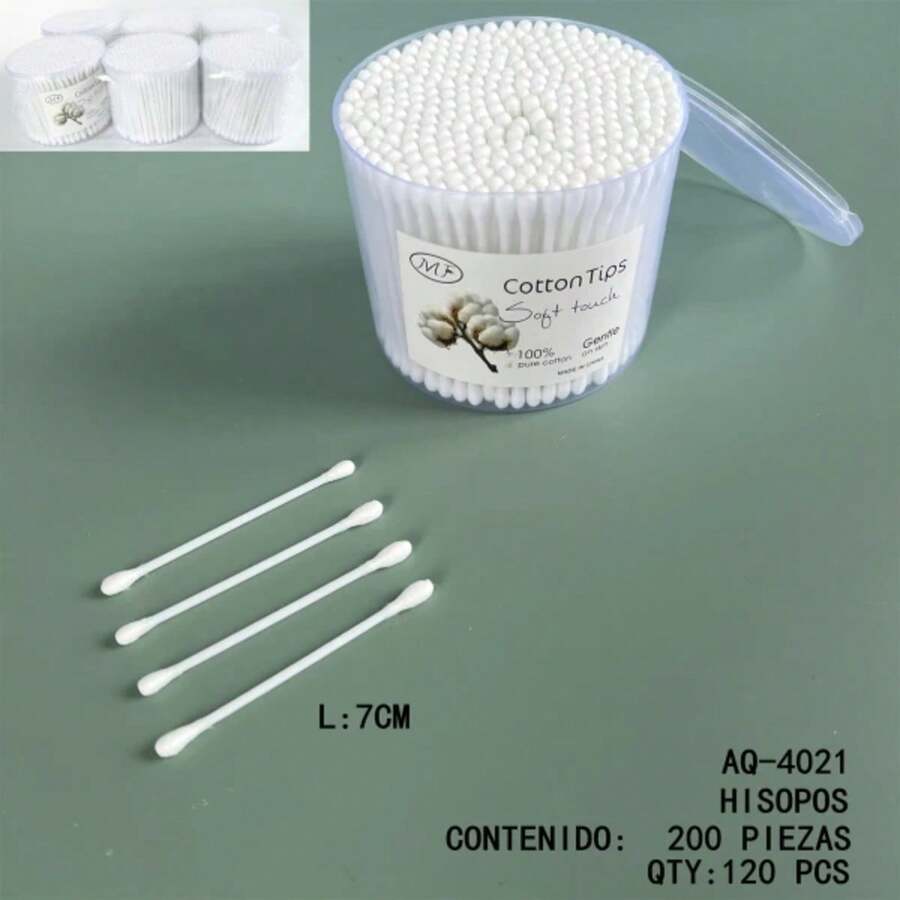 Paquete de 200 piezas - Bastoncillos de algodón de tacto suave, delicados para pieles sensibles - Blanco - Ver 1