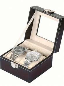 1 Peça Caixa de Exibição de Relógio em Couro PU e Veludo com Tampa de Vidro, Estojo de Armazenamento de Relógio em Couro PU Preto, Caixa de Exibição de Relógio Com Trava, Unissex, Com Almofada de Segurança para Relógios Mecânicos e Eletrônicos, Caixa de Presente Bonita para Exibição, Estojo de Exibição de Relógio, Organizador, Armazenamento Doméstico, Decoração de Quarto, Presente Neutro, Presente de Feriado, Presente de Natal, Presente de Halloween, Essencial de Volta às Aulas, Presente de Volta às Aulas, Presente de Aniversário, Presente de Ano Novo - Preto - Visão 15