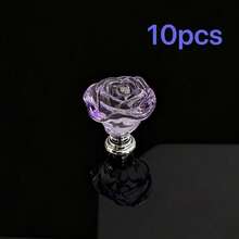 10pcs Crystal Knobs, 30mm Rose Flower Style Glass Pull Handles For Cabinets And Drawers, Suitable For Vanity, Dresser And Kitchen - Multicolor - View 15