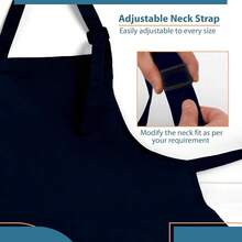 Adjustable Cotton Chef Aprons With 2 Pockets And Complimentary Bandana, Kitchen Apron For Women And Men,1Pack-Navy - 1Pack-navy - View 5