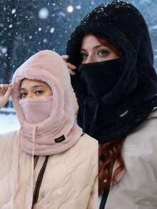 1pc Unisex Autumn/Winter Fleece Balaclava Hat, Ski Face Mask, Women's Winter Hat, Warm Face Cover, Thick Knit Beanie, Suitable For Daily Use, Skiing, Hiking, Fishing, Etc. - Multicolor - View 7