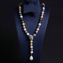 1pc Handmade Beaded Necklace, Fashion//Bohemian Style, Random Arrangement Of Pearls, Bee, Insect, Elephant, Leopard, Animal Shapes, Suitable For Women, Autumn/Winter, Sweater Chain, Long Necklace, Y2K, Women's Long Necklace, Gift