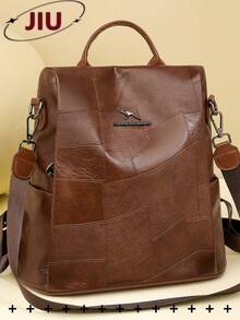 Mochila de cuero PU con parches antirrobo para mujeres, bolso de moda multifuncional para uso diario, bolso de viaje ligero con múltiples bolsillos y gran capacidad, mochila minimalista conveniente para estudiantes, enfermeras, maestros, profesionales de negocios, viajes, ir y venir, compras, oficina, citas, senderismo, entrenamiento, trabajo, regalo de cumpleaños, regalo de vacaciones