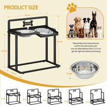HEXCELEN Elevated Dog Bowl, 6-Way Height Adjustable, 2 X 2 L Stainless Steel Bowls (Angle Separately Adjustable), Suitable For Small, Medium And Large Cats And Dogs, Black - 2 lít - Xem 9