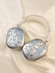 1pc Cute Blue Butterfly & Kitty Design Protective Case Compatible With Apple Max Headphones - Multicolor - View 1