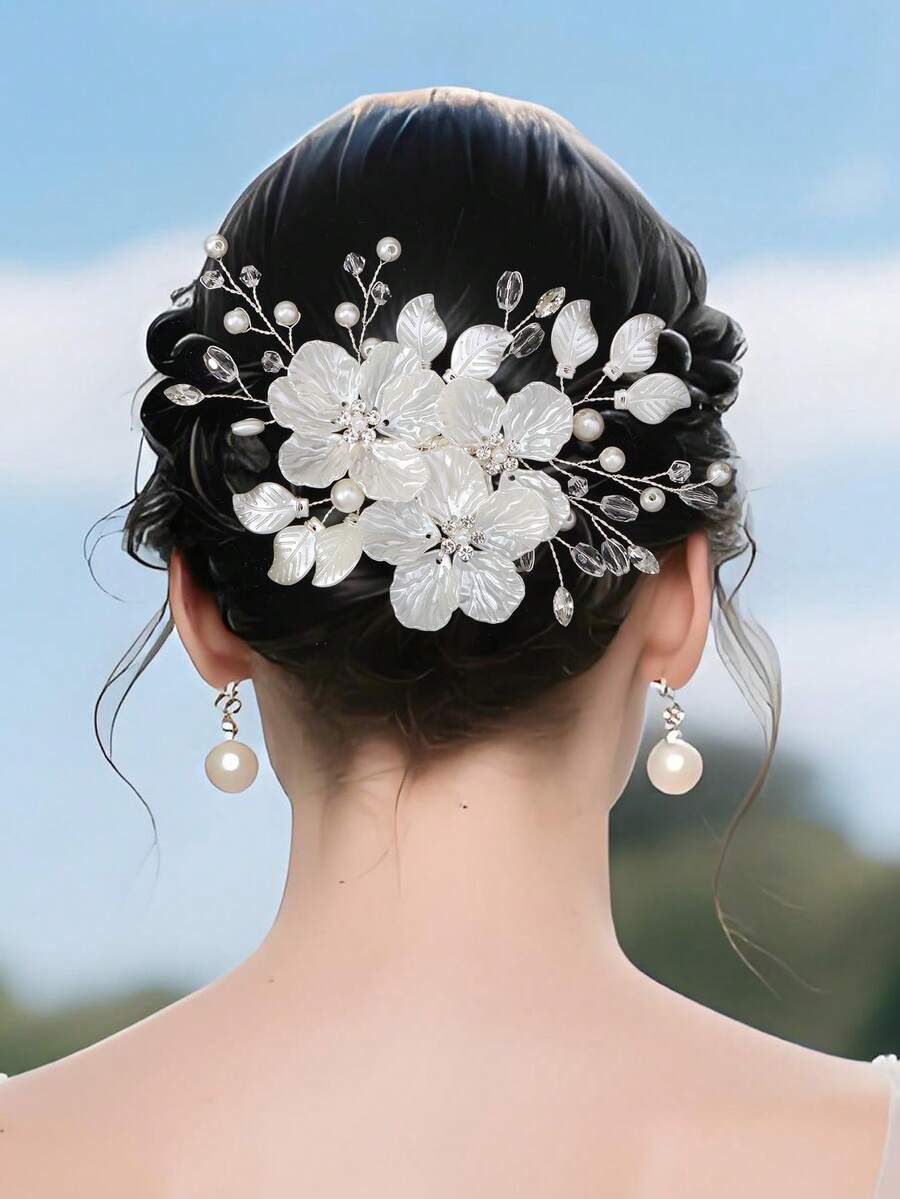 3件套 女士花朵水晶梅花发夹 新娘婚礼发饰