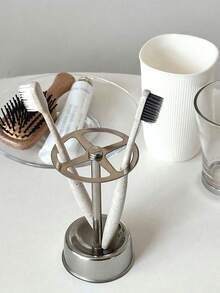 Stainless Steel Toothbrush Holder, Suitable For Toothbrush, Toothpaste, Electric Toothbrush, Makeup Brush, Razor And Stationery, Multi-Functional Toothpaste Rack, Toothbrush Storage Rack, Saves Countertop Space, Applicable For Kitchen, Bathroom, Shower Room, Dormitory, Cosmetic Tools, Unisex Home Bathroom Decor, Bathroom Storage Accessories - Multicolor - View 7