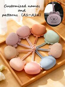 Personalized Pacifier Box With Name And Pattern, Silicone Small Pouch, Keychain, Baby Stroller Pendant, Customized Gifts With Name And Pattern (Lion, Rabbit Style)