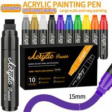 （1.5厘米/0.59英寸）宽口丙烯颜料马克笔 - 10种鲜艳色彩和12种金属色（12种金属色调可选）| 高覆盖力、大容量墨水和叠色功能，适合大胆的涂鸦和艺术项目 - 寬頭馬克筆 - 查看 6