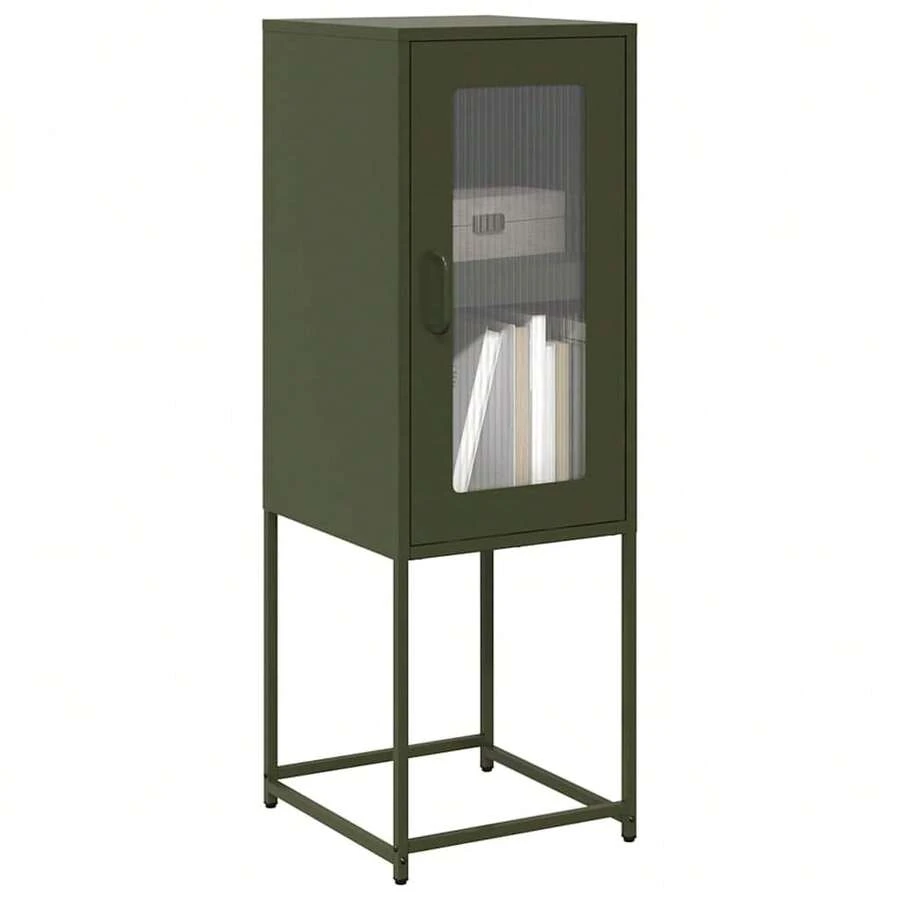 Larryhot Aparador de acero laminado en frío verde oliva 36x39x107 cm, Robusto y duradero, fácil de montar, una opción ideal para la decoración del hogar - Verde - Ver 1