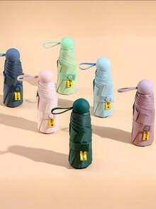 1 pieza Mini paraguas portátil, paraguas plegable, paraguas de sol, paraguas de negocios, mini paraguas plegable, mini paraguas portátil a prueba de agua para viajes, paraguas de protección UV para mujeres contra el sol y la lluvia, paraguas de viaje a prueba de viento, resistente a la lluvia y el viento para mujeres, mini paraguas de viaje, paraguas plegable con funda de transporte, con cubierta protectora, protección UV y contra la lluvia, 6 varillas reforzadas, apertura manual, paraguas plegable - Multicolor - Ver 12