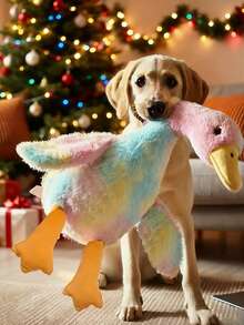 1pc Pack Soft Duck: Colorful Tie Dye Cat And Dog Plush Toys, Upgraded Version (Embroidered Eyes+No Zipper Design), Companion Dog, Washable Giant Cat And Dog Duck Toys, Soft Plush Toys, Dog Companion Toys, Pet Holiday Gifts, Halloween, Christmas! - Multicolor - View 13