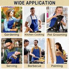Chef Apron For Men And Women Wash Free Bib Apron With 2 Pockets Water & Oil Proof Adjustable Aprons,Blue - Blue - 查看 7