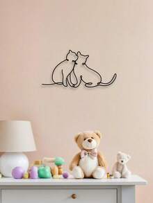 Tượng mèo treo tường bằng kim loại phong cách Art Deco - 1 tác phẩm nghệ thuật hình mèo tuyến tính, hình bóng mèo duyên dáng, trang trí tường trong nhà và ngoài trời trang nhã, món quà tân gia lý tưởng. - Nhiều màu - Xem 9