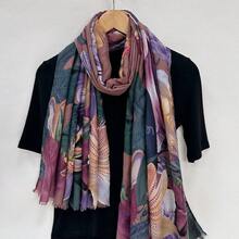 1件装时尚扎染设计女士围巾披肩头巾波西米亚风配饰女士秋冬 - 卡其色 - 查看 10
