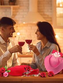 4个心形派对礼品袋，无纺布礼品袋，带提手，适用于派对、生日、婚礼季、单身派对装饰、单身派对礼物、新娘送礼会回礼、婚礼宾客回礼等场合。 - 彩色 - 查看 6