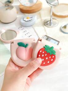 1件装便携式卡通迷你缝纫套装家用缝纫工具收纳盒草莓桃子