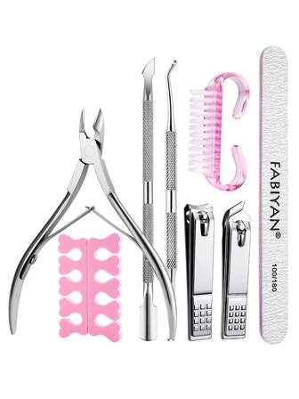 ערכת 8 יחידות לטיפוח ציפורניים - קוצץ ציפורניים, קוצץ ציפורניים, פצירה, דוחף ציפורניים, מברשת ציפורניים, סט כלים לטיפוח ציפורניים