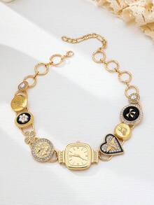 1件Y2K风格多元素项链，包含手表/心形/星星/蝴蝶吊坠，时尚女士吊坠项链，理想的情人节礼物（手表设计象征着捕捉最珍贵的时刻和最甜蜜的回忆） - 彩色 - 查看 3