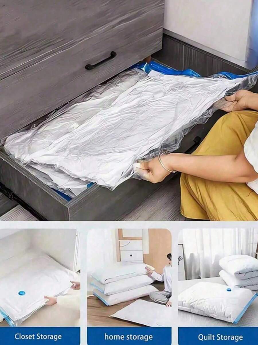 1/5 Vacuum Seal Compression Bag, Vacuum Storage Bag, Vacuum Sealing Bag, Space-Saving Luggage Bag, Travel Compression Bag, Foldable Clothing Organizer Bag, Storage Bag For Clothes, Bedding And Winter Clothing - Saves 80% Of Space, Moisture-Proof And Insect-Proof.