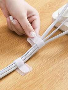 10-100pcs Cable Organizer Hook And Loop Ties, Multi-Purpose Cable Management Straps For Computer Cables, Desk Cable Holder, Cable Ties - White - View 5