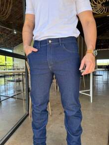 Unglis Men's Work Jeans With Elastane Ref. 115 - Basic, Comfortable And Durable For Work - Blue - View 4