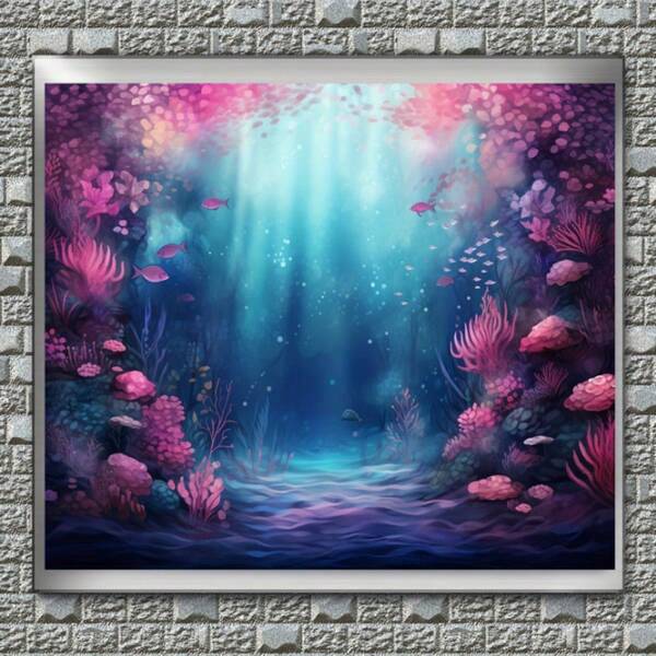 1 pezzo Sfondo per regali subacquei con alghe viola e blu, scaglie di sirena luccicanti, sfondo fotografico subacqueo, decorazione per compleanno di sirena, banner per tavolo torta festa, accessori per photobooth, forniture per feste