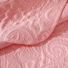 Modern Style, Polyester Fiber, Embossed Bedspread 3 Pieces Set, Stain Resistant, Suitable For Living Room, Bedroom, Hotel - Pink - View 9